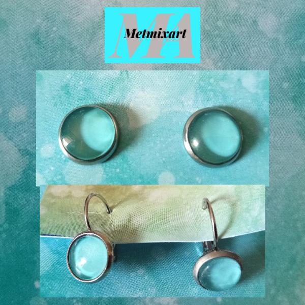 Pendientes cabochon azul claro
