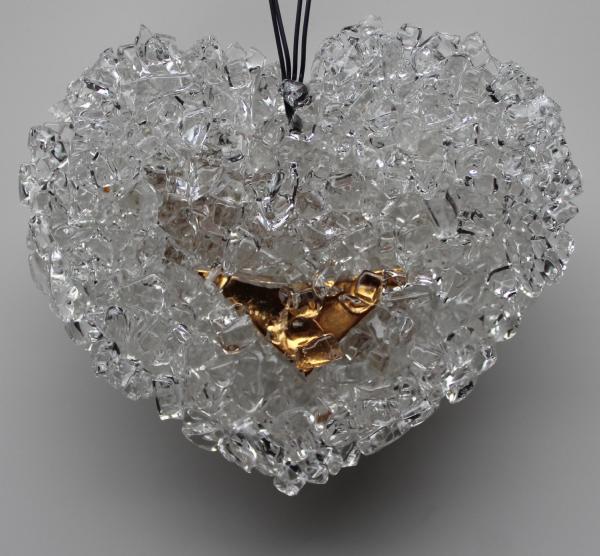 o7 Kristall-Herz mit Gold-Akzent 3x6,5x8cm /240g
