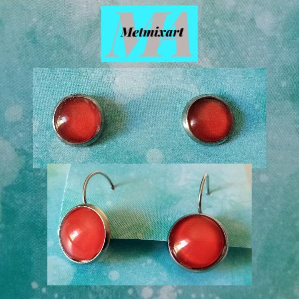 pendientes cabochon rojo