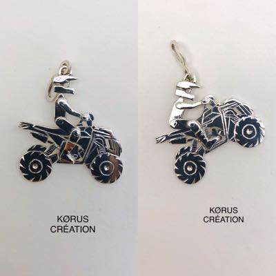 Pendentif Quad avec pilote en Argent 925
