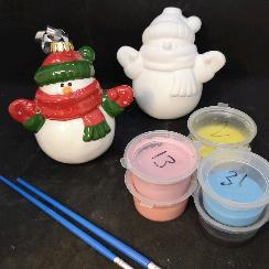 Snowman bauble painting kit, glazing required