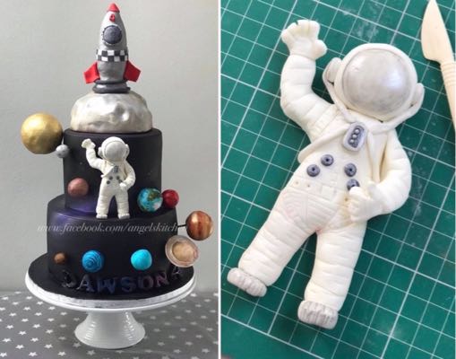 Two Tier Spaceman &amp; Planets Cake