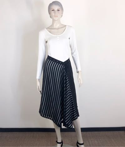 Jupe ajustable rayée noir et blanc