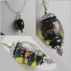 Collier grande perle vert mousse